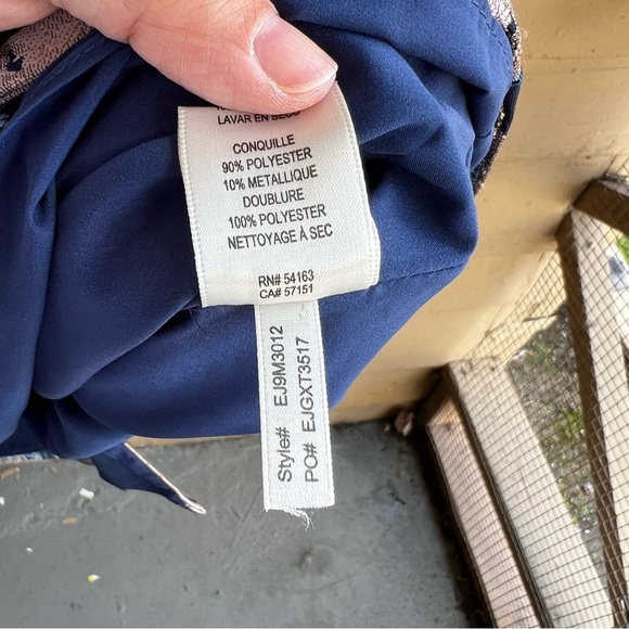 Eliza J Navy & Gold Metallic Floral Dress - Size 14 - Wedding Guest Party Dress - Picture 5 of 6